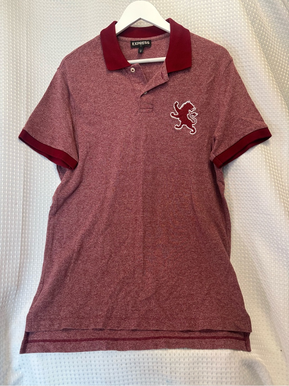 Express Men's Burgundy Heather Polo with Contrast Collar